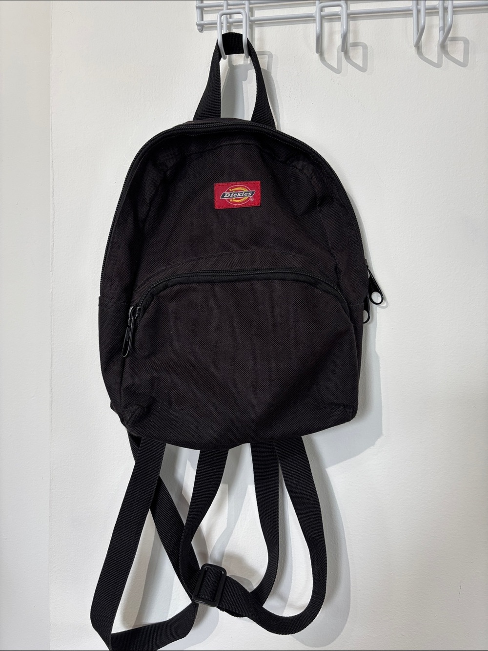 Dickies Black Mini Backpack with Red Logo Patch